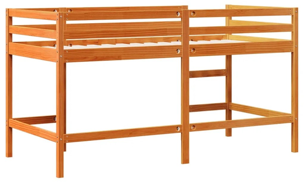 viaszbarna tömör fenyőfa gyerek galériaágy létrával 90 x 200 cm