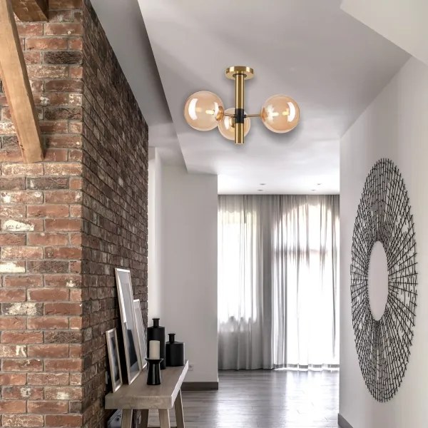 Csillár rúdon ROLLO 3xG9/5W/230V arany/füstös bézs