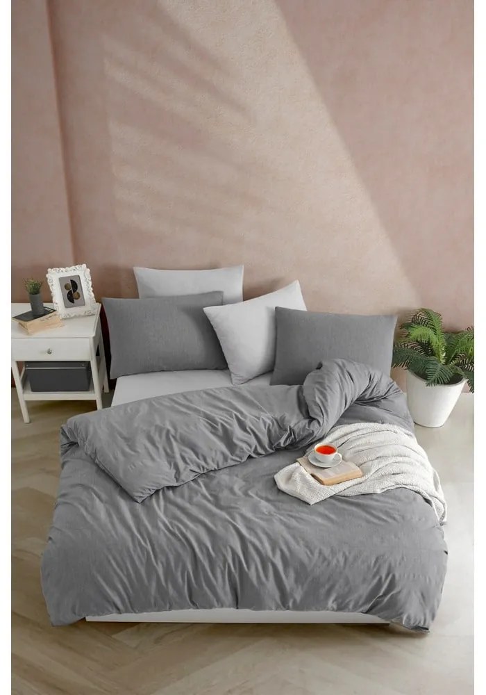 Antracitszürke egyszemélyes ágyneműhuzat 140x200 cm Yarn Dyed – Mijolnir