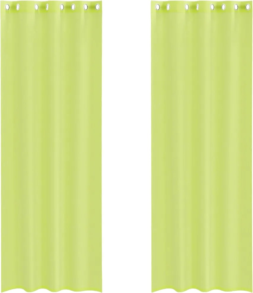 vidaXL 2 db almazöld fátyolfüggönyök rojtokkal 140x260 cm