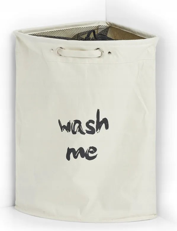 Sarok szennyestartó kosár poliészterből, bézs 34x34x56cm