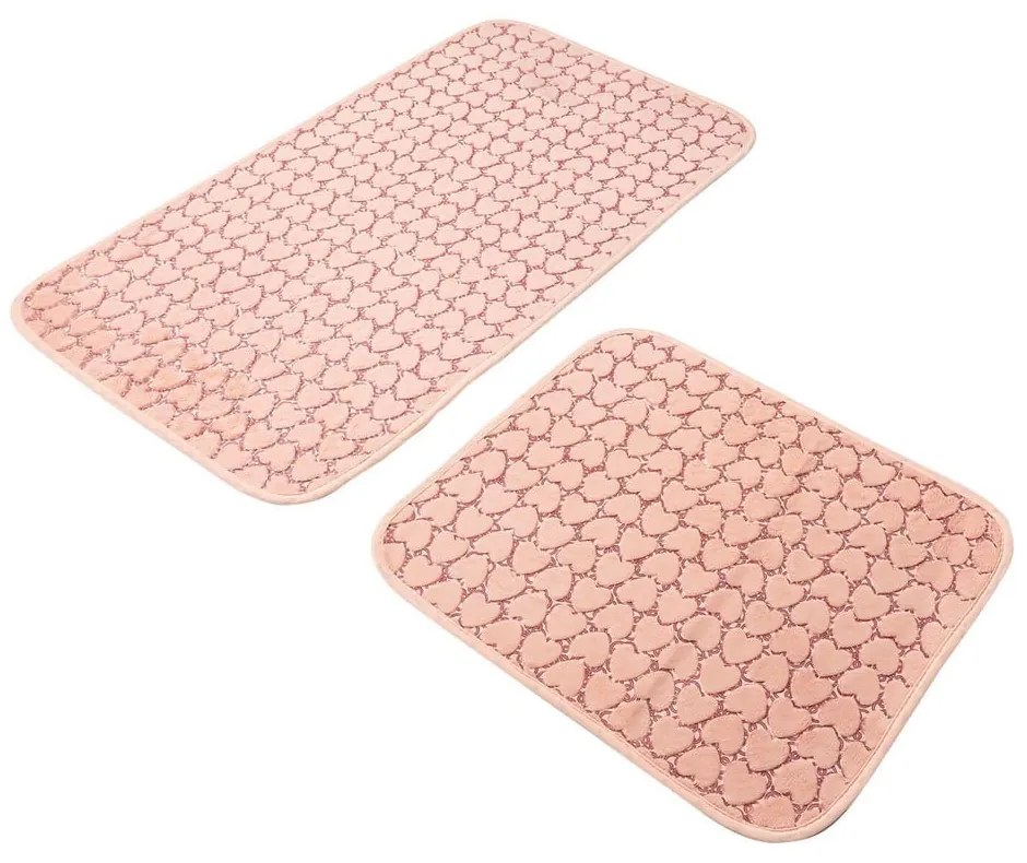 Rózsaszín fürdőszobai kilépő szett 2 db-os 60x100 cm Heart – Mila Home