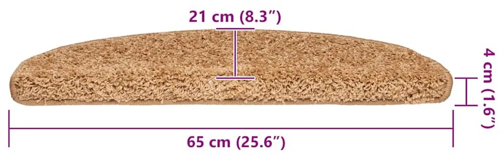 30 db bézs színű, félkör alakú lépcsőszőnyeg 65 x 21 x 4 cm, nagy