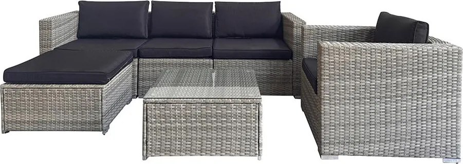 Avenberg MONTE rattan sarokgarnitúra - szürke/fekete
