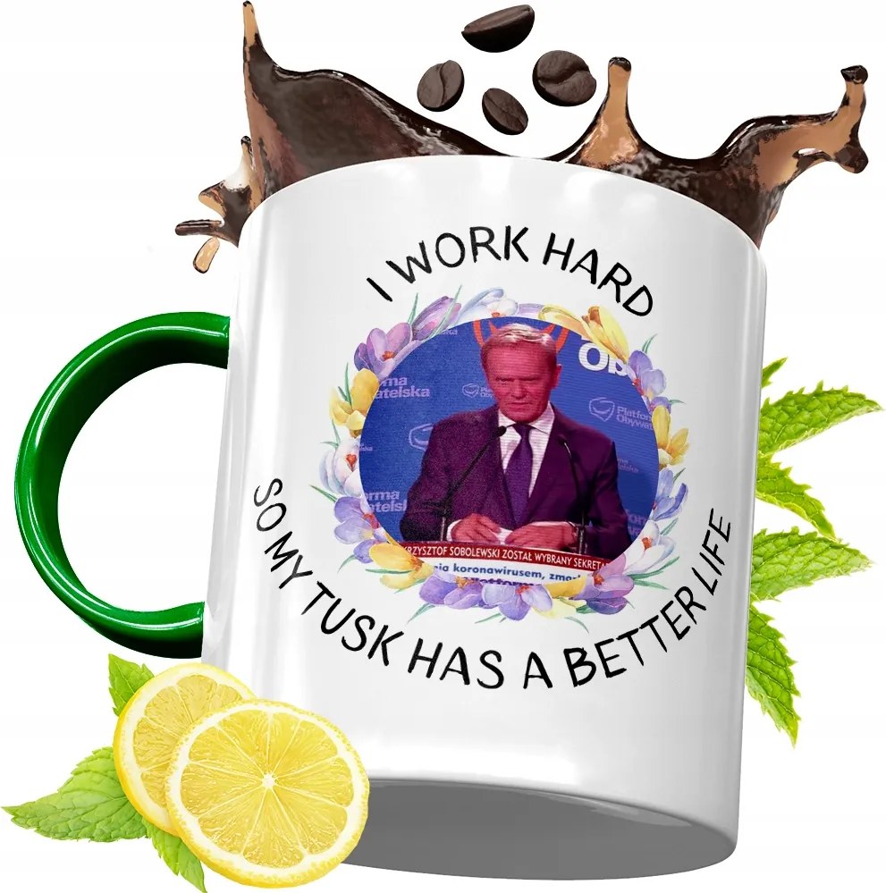 Donald Tusk Zöld Bögre Ajándék Nyomtatott Fotóval