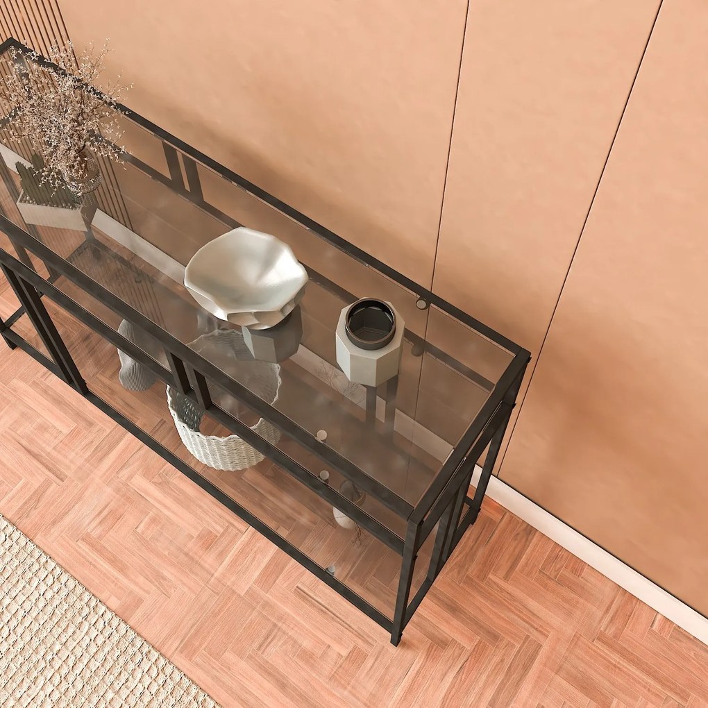Konzolasztal Venedik - 100 Black, Fume Glass