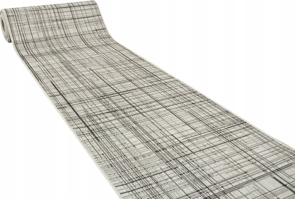 100 cm széles Szürke Csúszásgátló Futószőnyeg Flex Zsinóros Kockás