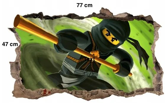 Tökéletes gyerek dekorációs matrica NINJA GO 120 x 74 cm