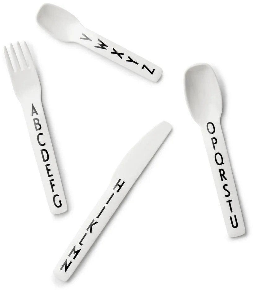 4 db-os fehér gyerek evőeszköz készlet - Design Letters