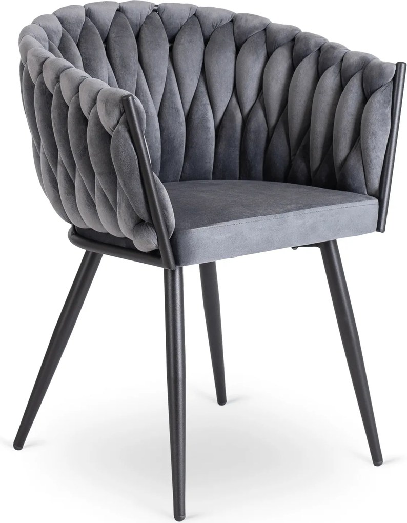 Glamour étkezőszék ELENA szürke bársony/fekete lábak