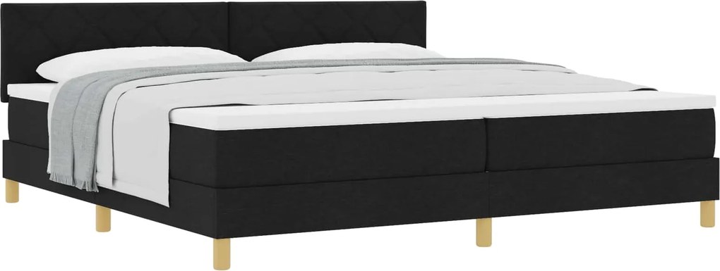 vidaXL Boxrugós ágy matracmal fejtámlával Fekete 200 x 200 cm szövet
