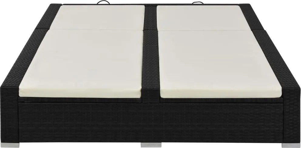 vidaXL fekete kétszemélyes polyrattan napozóágy