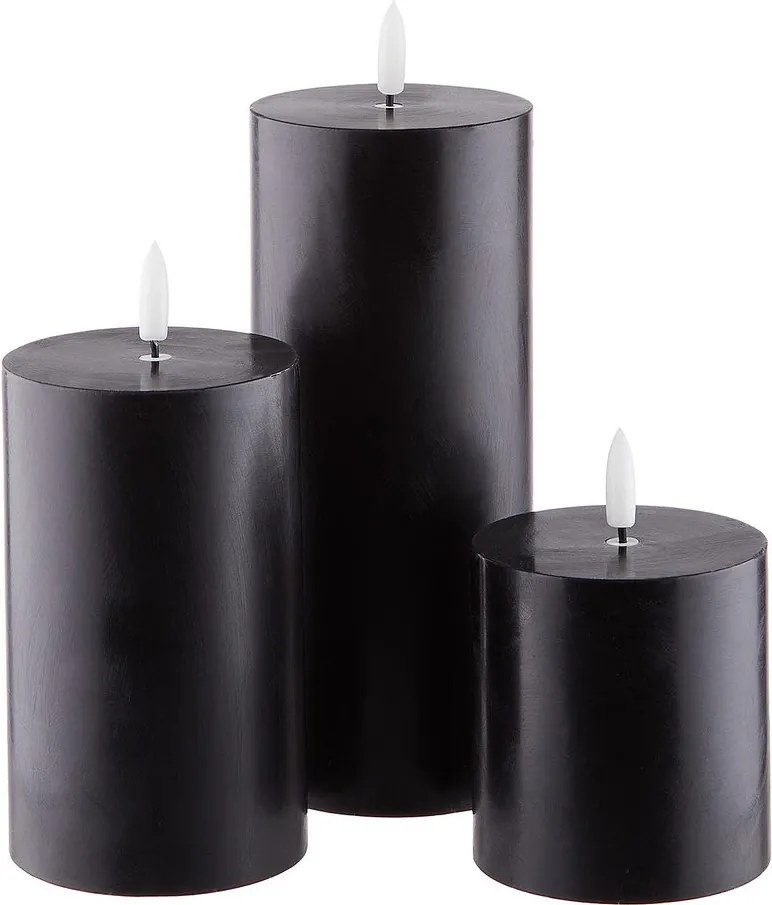 NORDIC LIGHT LED gyertya távirányítóval, fekete 3 darab