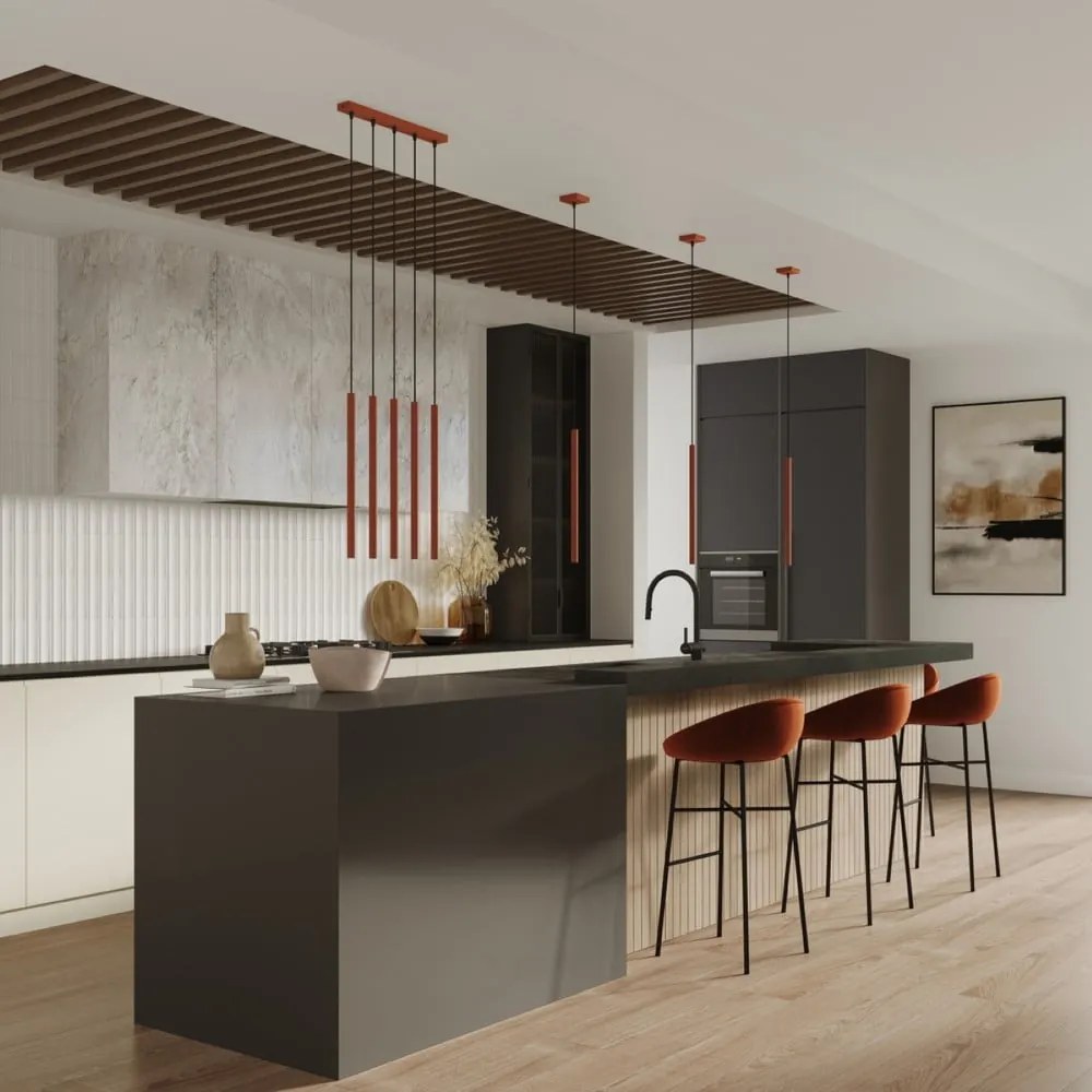 Téglavörös függőlámpa Fideus – Sollux