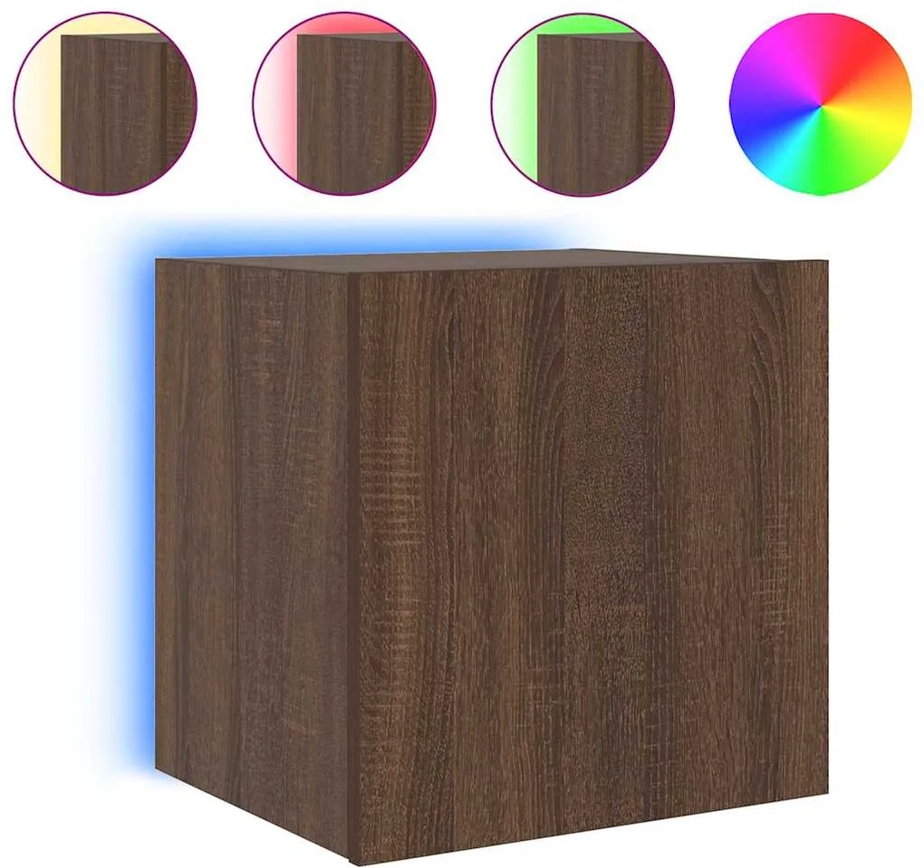 vidaXL barna tölgyszínű fali TV-szekrény LED-del 40,5x35x40 cm