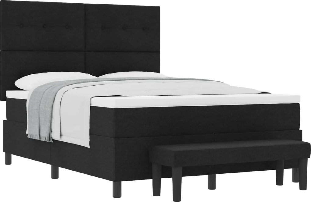 vidaXL Boxrugós ágy matracmal fejtámlával Fekete 160 x 200 cm szövet