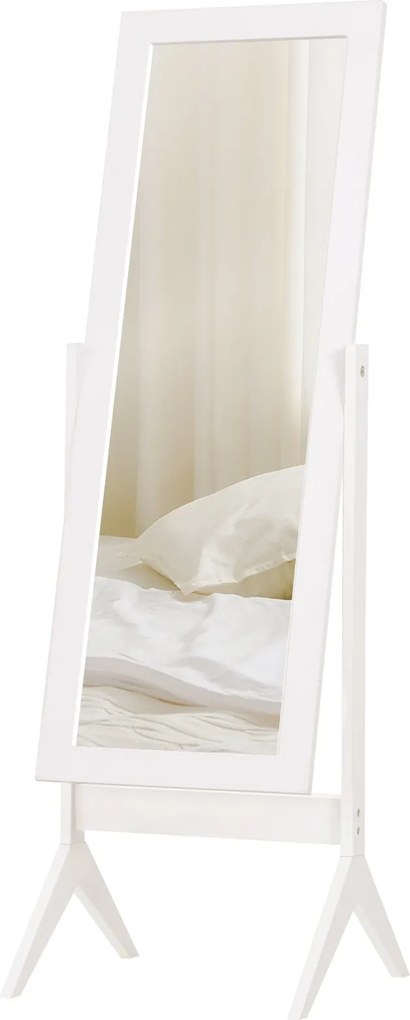 HOMCOM Teljes hosszúságú tükör - Sminktükör - Könnyen tisztítható MDF Fehér 47cm x 46cm x 148cm | Aosom