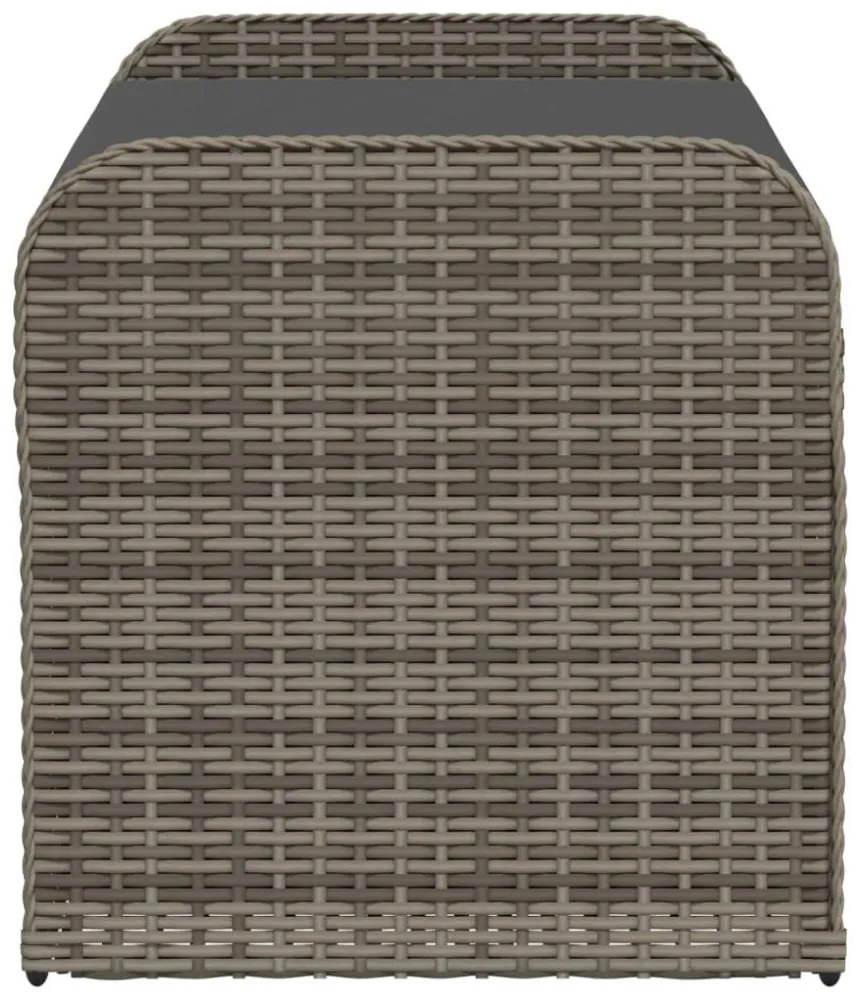 szürke polyrattan tárolópad párnával 115 x 51 x 52 cm