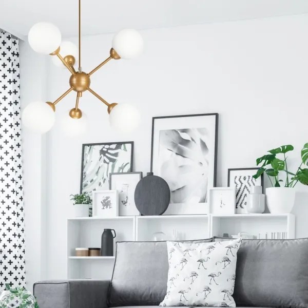 Csillár rúdon RUBBY BALL 6xG9/5W/230V arany