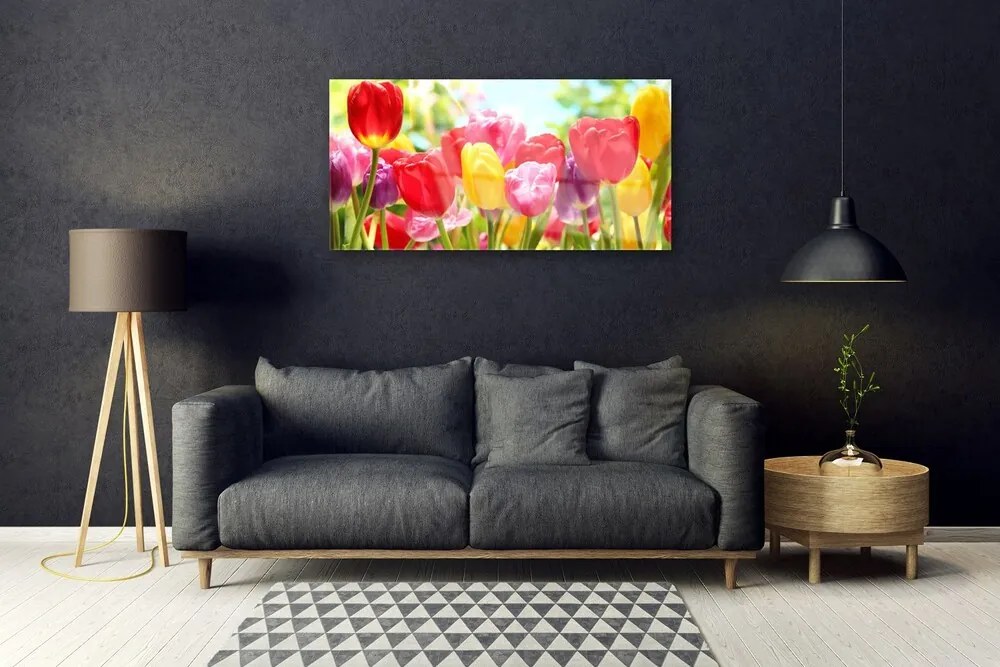 Akrilkép Tulipán virágok Plant 100x50 cm