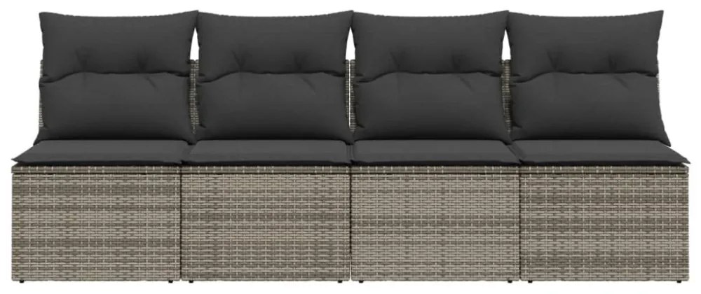 vidaXL 4 személyes szürke polyrattan kerti kanapé párnával