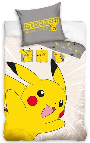 Carbotex Gyermek pamut ágynemű Pokémon Pikachuakcióban, 140 x 200 cm, 70 x 90 cm