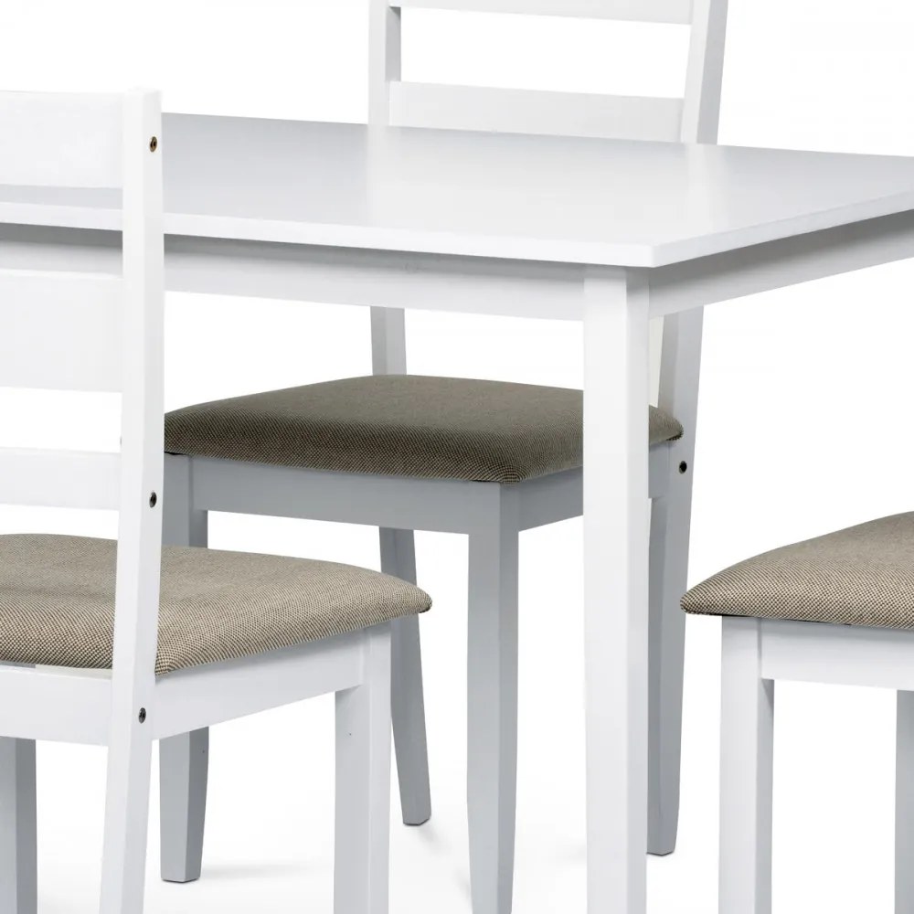 Set de masă modern pentru 4 persoane în alb mat. Dimensiunea mesei: 120x75x75 cm. AUT-6070