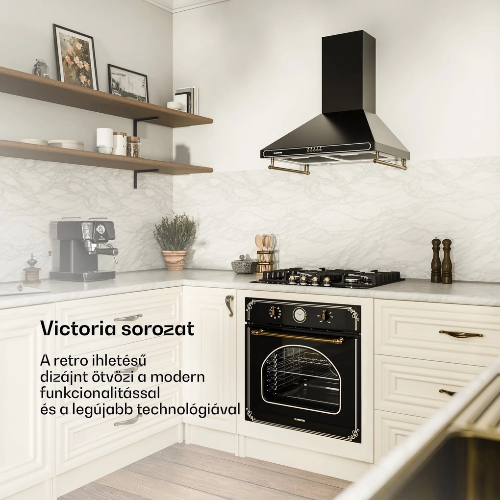 Klarstein Victoria 4, gázfőzőlap, 4 gázégő, üvegkerámia, fekete