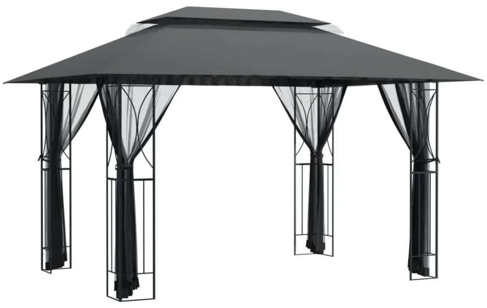 antracitszürke acélpavilon oldalfalakkal 400 x 300 x 270 cm