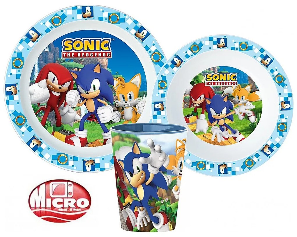 Sonic a sündisznó Adventure étkészlet, micro műanyag szett, pohárral 260 ml