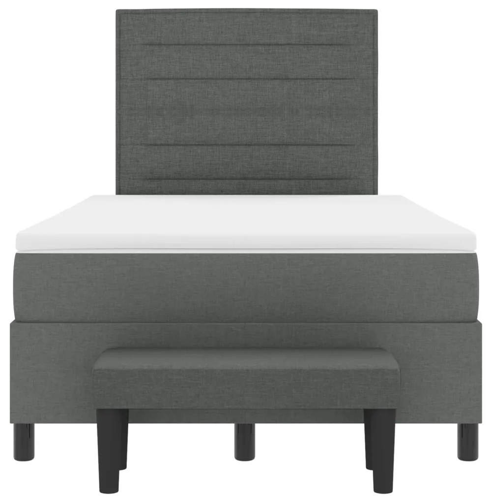 Boxspring ágy matraccal és padról sötét szürke 120x200 cm szövet