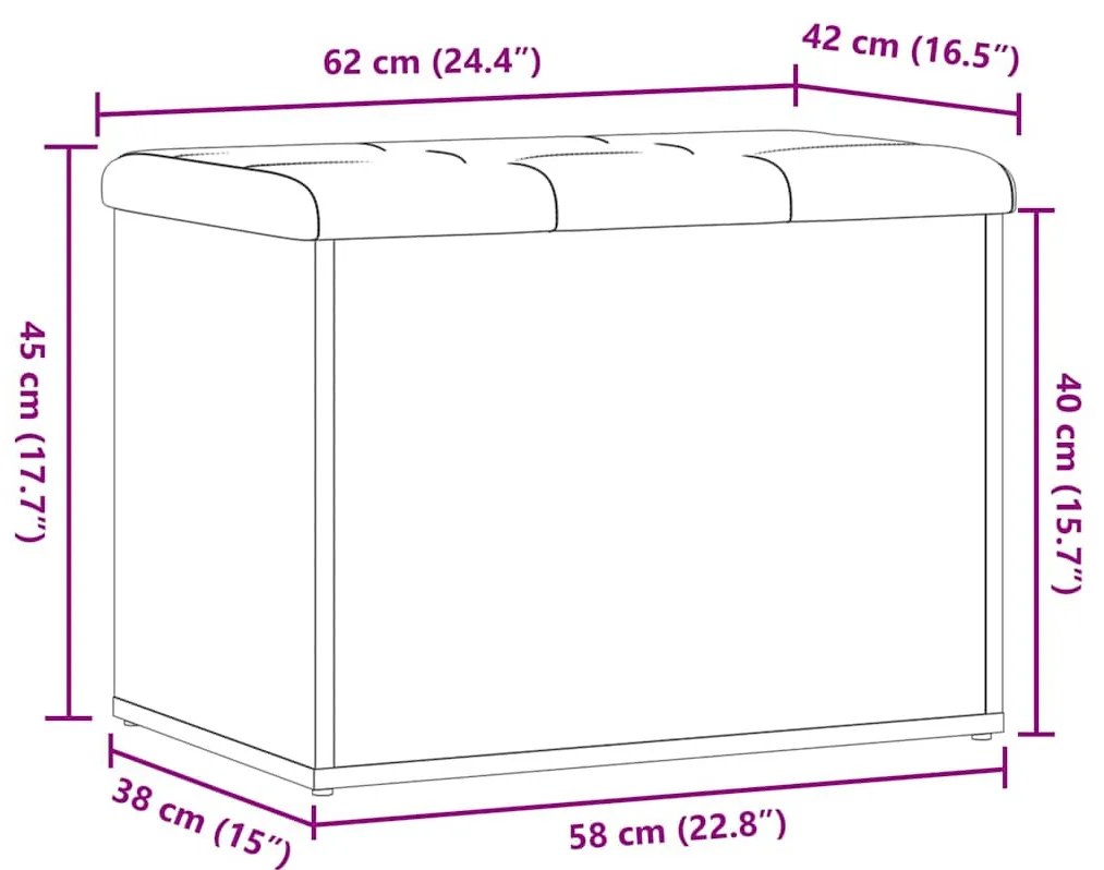 antik fa szerelt fa tárolópad 62x42x45 cm