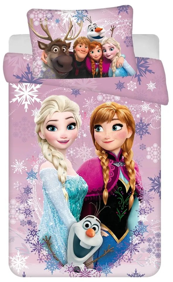 Pamut gyerek ágyneműhuzat babaágyhoz 100x135 cm Frozen "Purple" – Jerry Fabrics