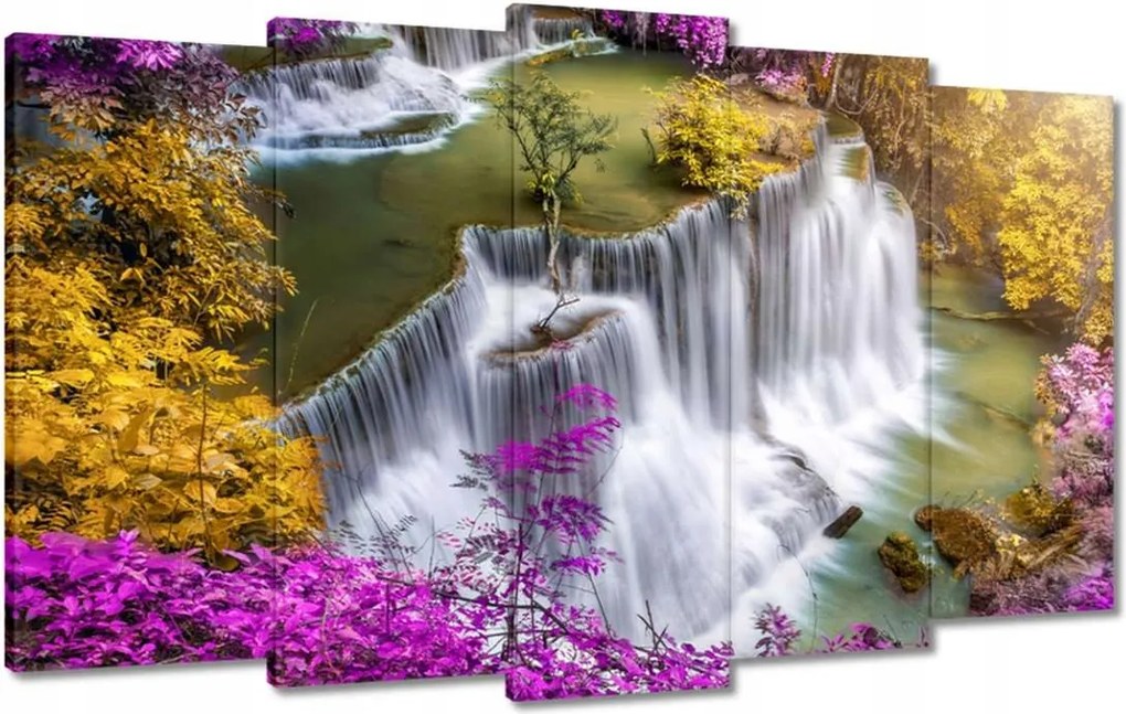 Festmények 100x60 Lila a zuhatag körül