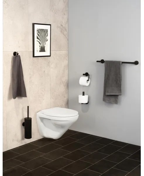 WENKO 24262100-WC-papírtartó BOSIO BLACK 8x18 cm rozsdamentes acél/ezüstszínű
