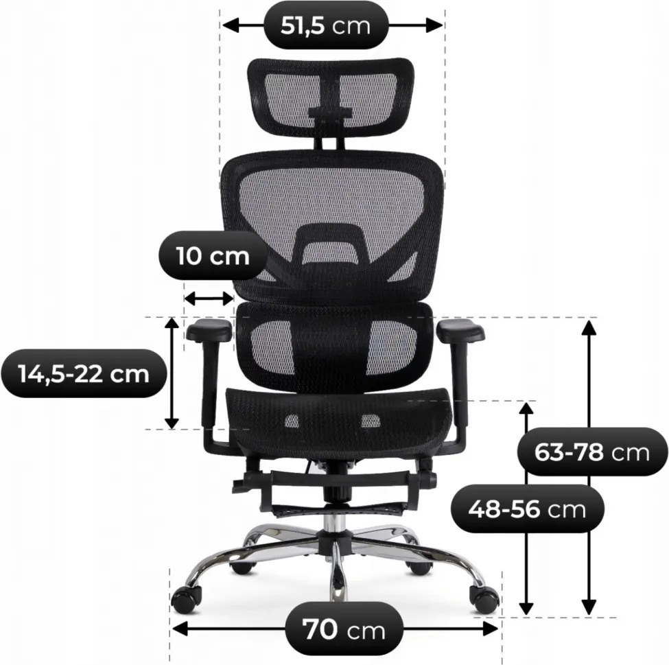 Forgószék ergonomikus kialakítással, fekete színben. KAIR