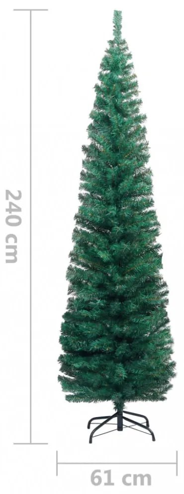 zöld PVC vékony műkarácsonyfa állvánnyal 240 cm