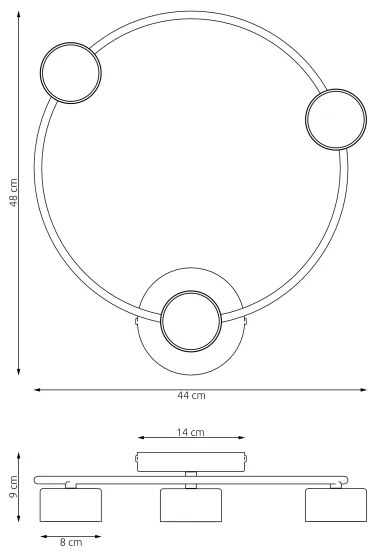 Mennyezeti lámpa LUCIO 3xGX53/12W/230V fekete
