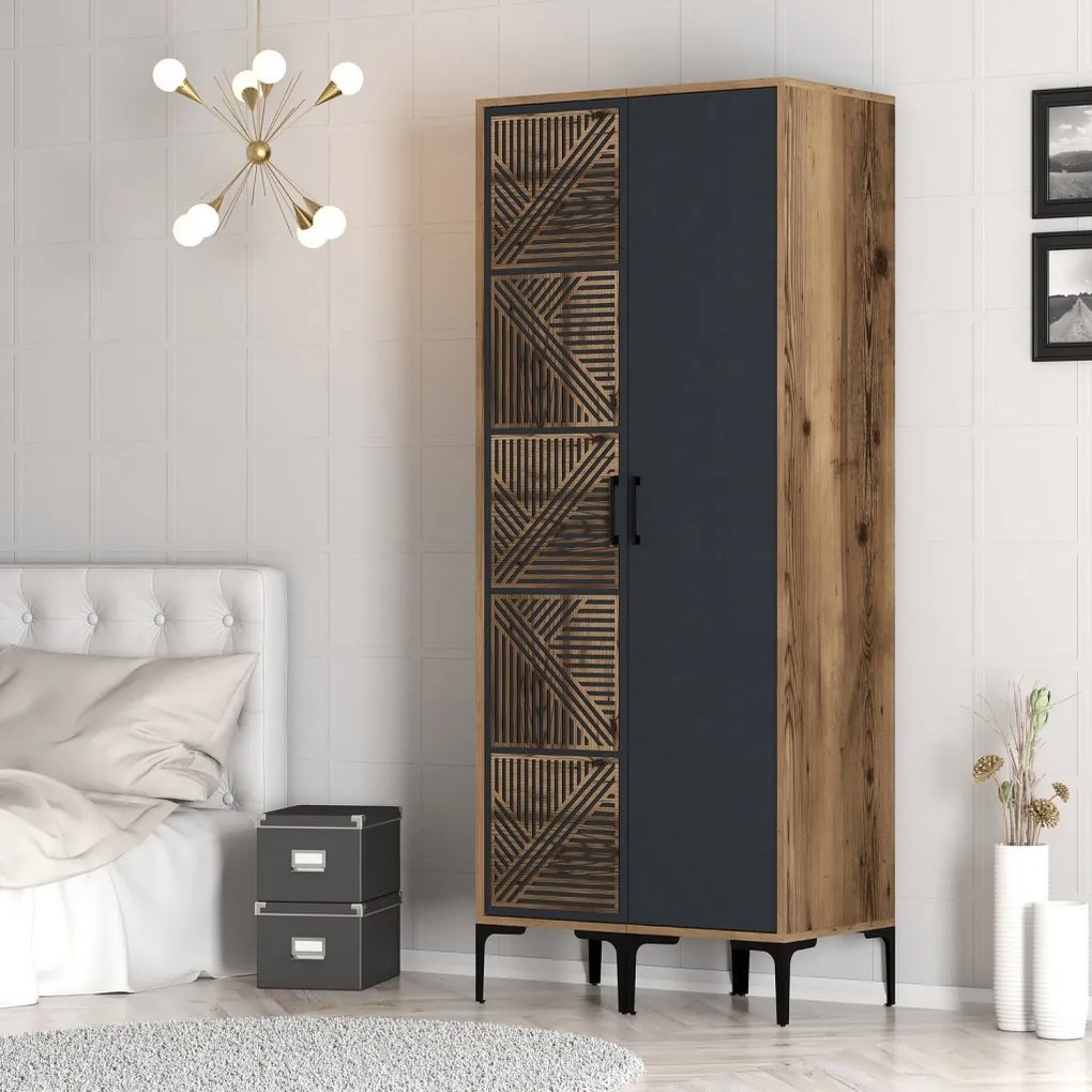 Kumsal gardróbszekrény, dió-antracit, 80 cm – TR845HCT5424
