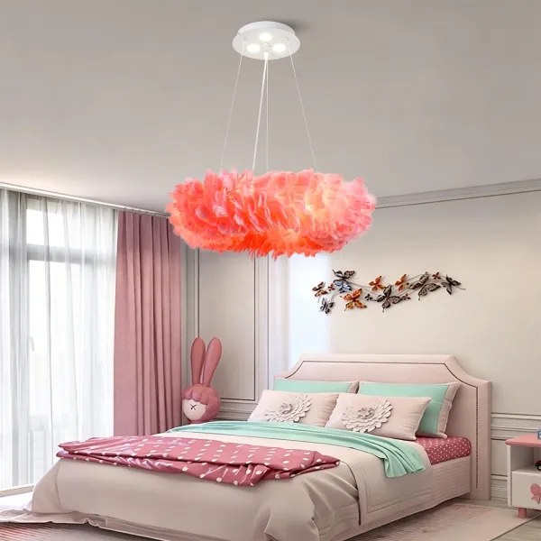 BRILAGI - LED csillár zsinóron FEATHER 3xE27/40W/230V + 3xLED/3W, átmérő 50 cm, rózsaszín