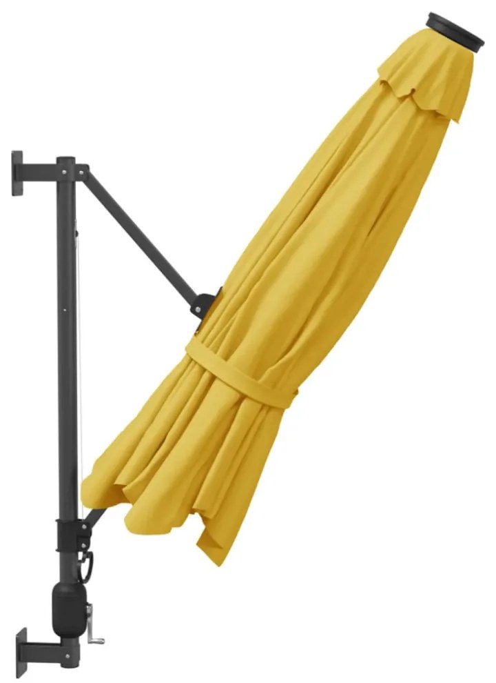sárga LED-es falra szerelhető napernyő 290 cm