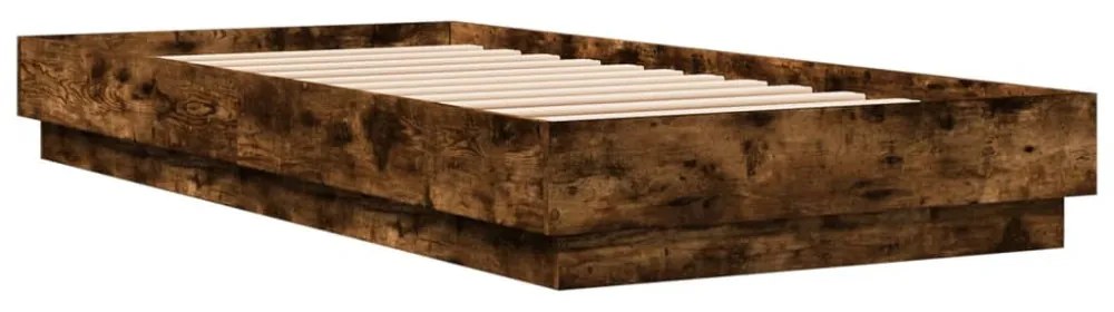 füstös tölgy színű ágykeret LED-világítással 90x200 cm