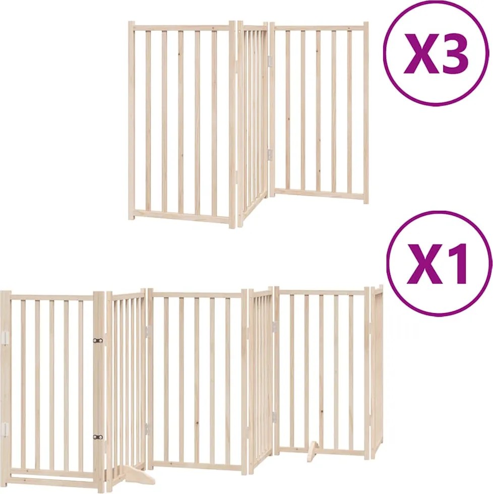 vidaXL nyárfa 15 paneles összecsukható kutyakapu ajtóval 750 cm