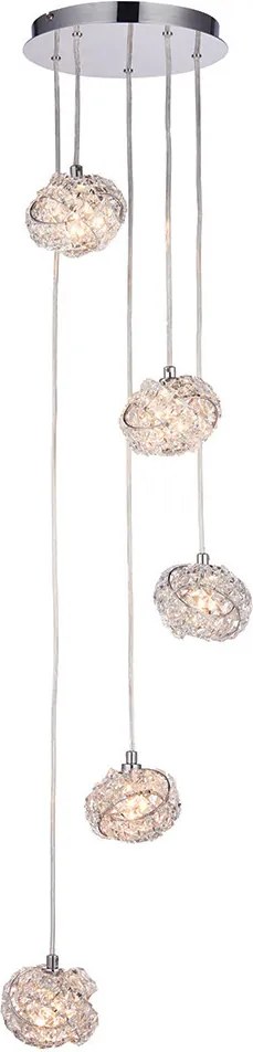 ENDON 77566 TALIA Többágú Függesztett Lámpa Króm, Átlátszó G9 IP20
