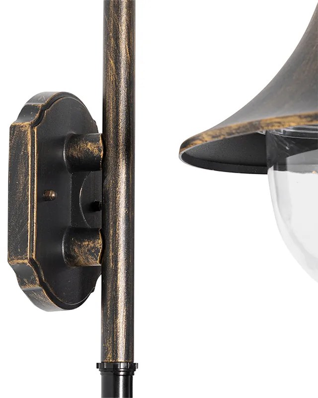 Kültéri fali lámpa antik arany IP44 mozgásérzékelővel - Daphne