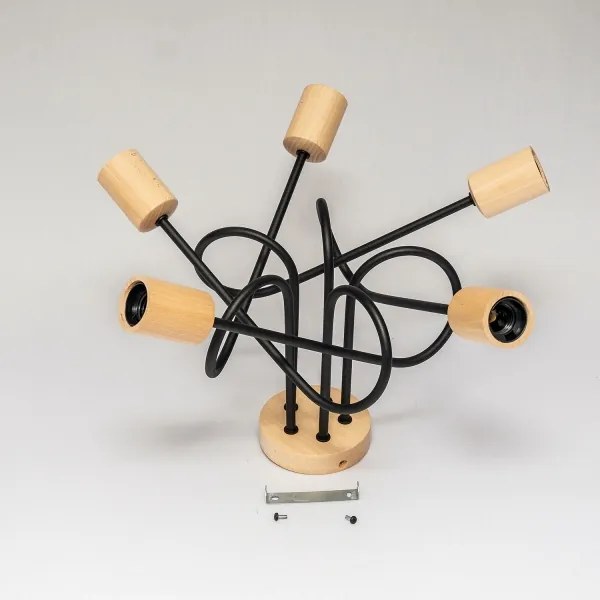 Felületre szerelhető csillár OXFORD 5xE27/15W/230V fenyő/fekete