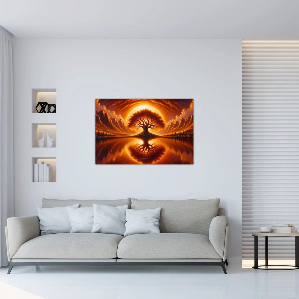 Kép – Fa a véres napban (90x60 cm)