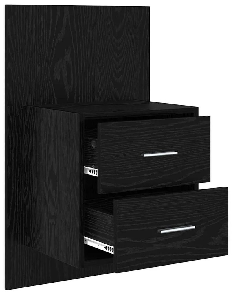vidaXL Fali éjjeli szekrény 2 pcs Fekete tölgy 48,5 x 32,5 x 80 cm