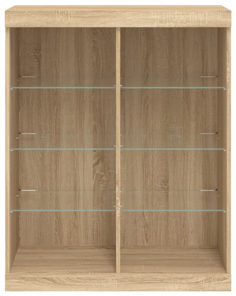 sonoma tölgy színű tálalószekrény LED-ekkel 81 x 37 x 100 cm