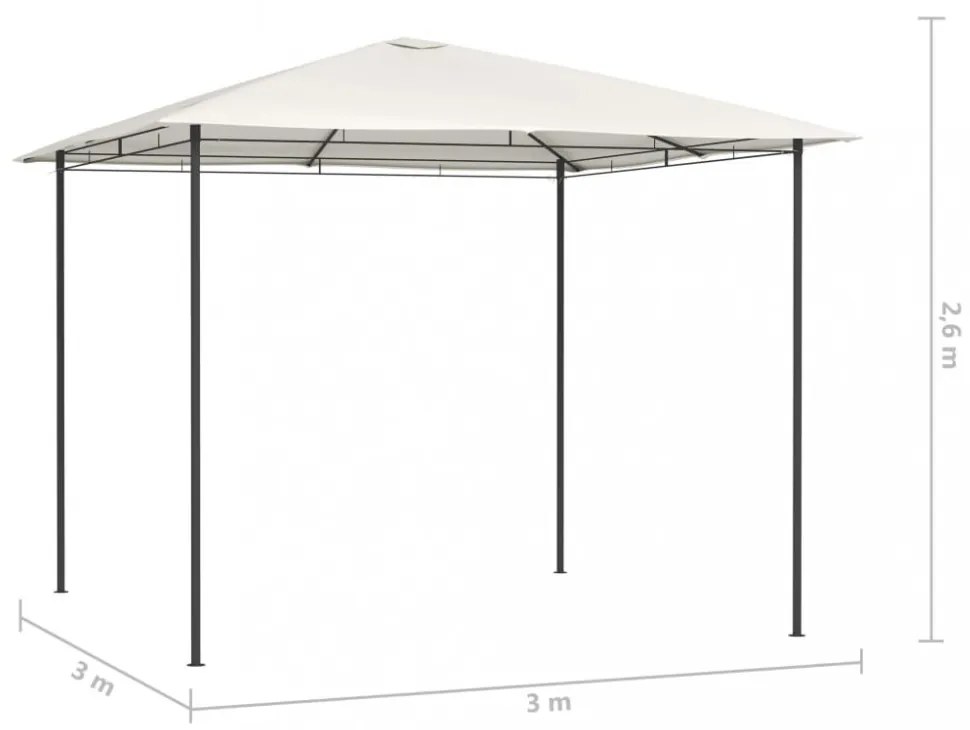 krémszínű pavilon 3 x 3 x 2,6 m 160 g/m²